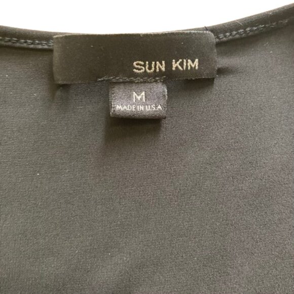 Sun Kim Colorblock Artsy Lagenlook Draped Tunic Dress, Elegant and Unique, Med. - Picture 3 of 9